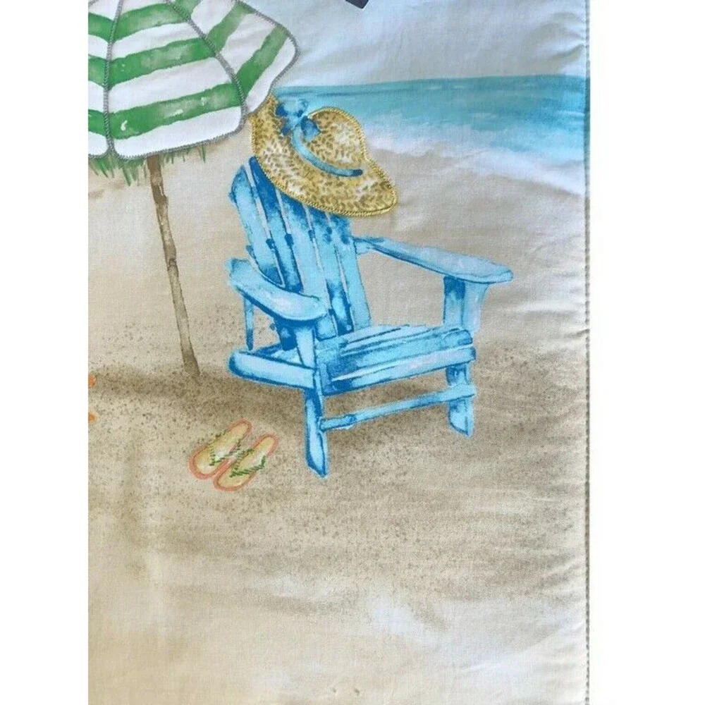 Beach Chair Umbrella Quilted Table Runner Beach Summer House Nautical 13x72